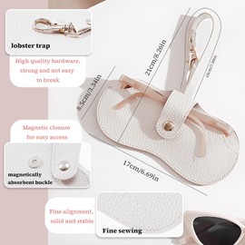 TORMEN Portable Soft Leather Sunglasses Case,Glasses Case Holder Portable with Keychain Hook,Lightweight,Slim, Metal Snap Closure, Versatile Eyeglass Pouch for Types of Glasses (Cream White)