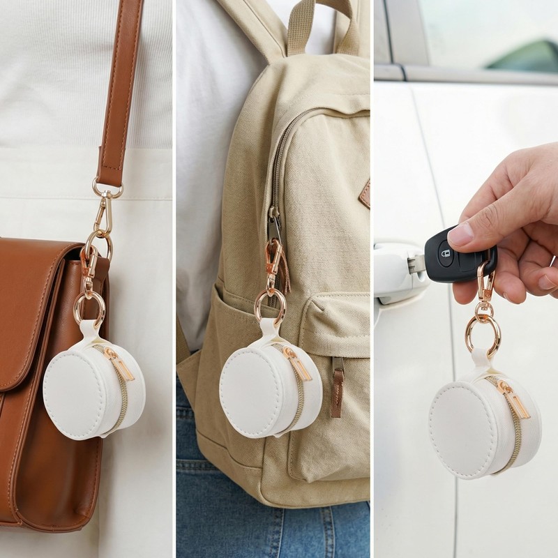 Hmxpls Portable Ring Holder Keychain, Mini Sports Jewelry Holder Box,