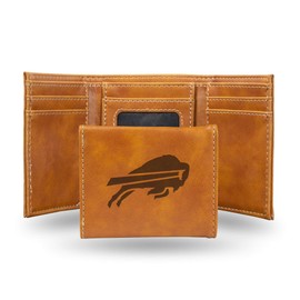 Rico Industries Unisex, Laser Engraved Trifold Wallet, Buffalo Bills,Brown
