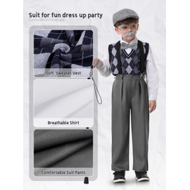 Gnodio 100 Days of School Costume for Boys Old Man Costume for Kids 100th Day of School Grandpa Dress up Outfit Accessories