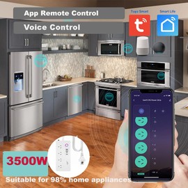 UanTii Tuya WiFi Power Strip Surge Protector Smart Universal Power Extension with 2 Type C Port(PD 20W Fast Charging),Timing Schedule App Control Compatible with Alexa Works with Google Home (White)