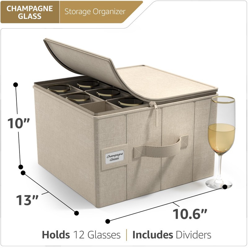 Sorbus China Storage Containers – Dinnerware Organizer for Champagne Flute
