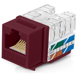 Everest Media Solutions 90° Angled CAT6A Keystone Jack in Red - Slim Profile RJ45 Ethernet Connector - Compatible with 90° Angled Speed Termination Tool - easyJACK (B094WB91H3) - 50-Pack