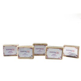 Xapontic, Set de 5 Jabones Saponificados de 80 g, Lavanda, Coco, Café, Romero y Menta