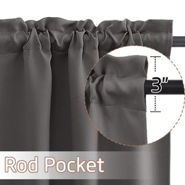 NICETOWN RV Camper Curtain Valances for Windows Modern Rod Pocket Valances Window Treatments Short Curtains for Kitchen Bathroom, 52 x 18 inches, Grey, 2 Panels