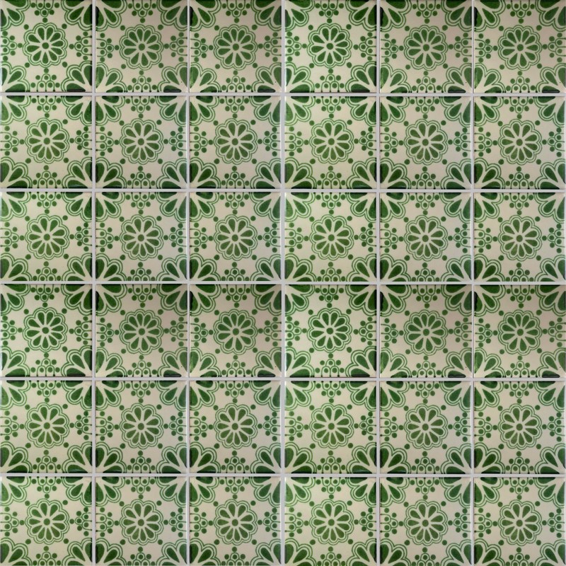 4.2x4.2 9 pcs Green Bouquet Talavera Mexican Tile