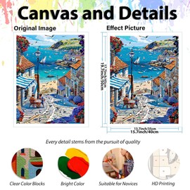 BXXRBX Landscape Paint by Numbers Kit for Adults- Seaside Adult Paint by Number Kits, Scenery Number Painting for Adults for Home Wall Decor and Gift 16x20 Inch