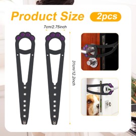 SAVITA Pack of 2 Door Lock Cat Holder, Cat Paw Shape Cat Door Latch Adjustable Door Strap for Pets, Cat Door Latch to Keep Cats In, Dogs Outside (Grey)