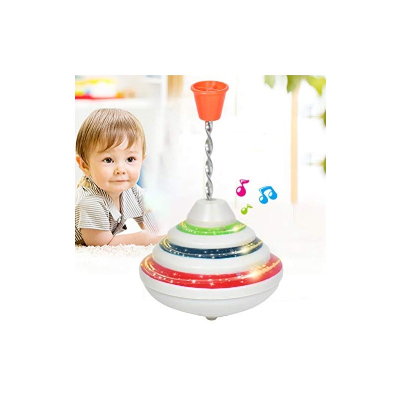 Push Down Spinning Top Toy with LED and Music Peg-top