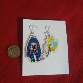 Custom Handmade Anime Manga Kawaii Cute Stocking Hologrqphic  Laminate Earrings