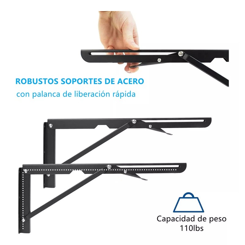 Acero Inoxidable Mensulas Soportes Para Repisas Plegable 4pc
