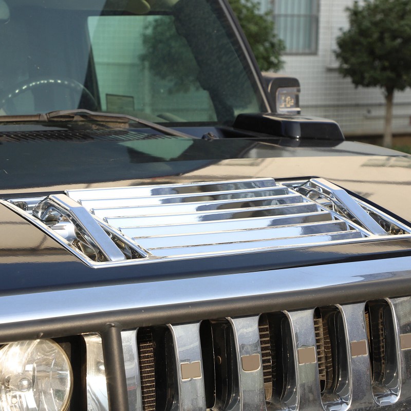 autopart2021 Silver Front Hood Deck Vent Panel Handle Cover Trim