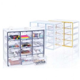 12-Tier Clear Storage Organizer Drawer Yellow