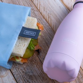 NERTHUS FIH 712 Double Wall Insulated Bottle for Hot and Cold Design Stainless Steel Pastel 350 ml BPA Free, 18/8, Baby Blue