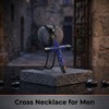 YYB Cross Necklace for Men Black Cross Lapis Lazuli Chain