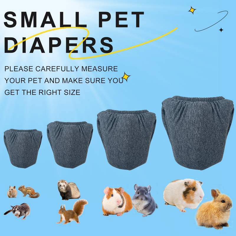2PCS Small Pet Diapers,Guinea Pig Diapers,Reusable Squirrel Diapers,Washable,Specially Designed for