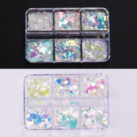 Unikato Nail Glitter Aurora Nail Parts, Nail Sequins, Nail Deco Parts, Nail Art Kit, Nail Design, Resin Enclosed (A)