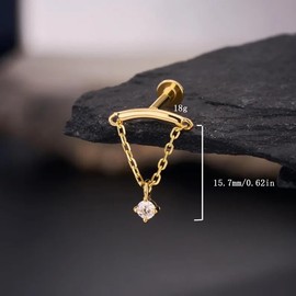 ALRNBY Helix Earrings for Women Flat Back Earrings Hidden Helix Earring Dangle Tassel Chain Earring 2Pcs Cartilage Studs Silver Jewelry Gift