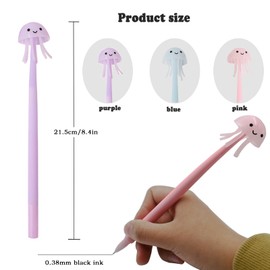 Pack of 9 Cartoon Animals Pens, Novelty Jellyfish Pens, Funky Writing Cute Gel Pens, Fun Ballpoint Pen for Cute Black Gel Ink Pens, Office Supplies