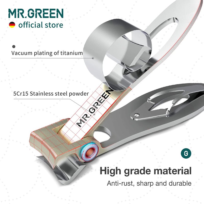 MR.GREEN Nail Scissors with Wide Jaw Sharp Nail Scissors Stainless