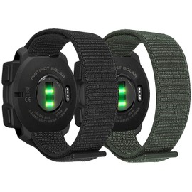 Olytop Hook & Loop Quick Dry Watch Bands for Garmin Instinct/Instinct 2, 22mm Nylon Ultralight Sport Wristband Strap for Garmin Instinct Tactical/Esports/Solar/Tide/2 Surf Smartwatch, Black+Green