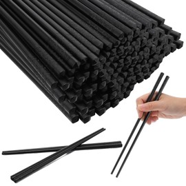 Dandat 48 Pairs Fiberglass Reusable Chopsticks 9.5" Dishwasher Safe Black Cherry Chopsticks for Chinese Style Japanese Food Cooking Supplies