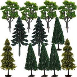 AmyBy Model Miniature Forest Plastic Toy Trees Bushes Mini Rainforest Diorama Supplies Plant Crafts Train Scenery Oak Firs Cedar Conifers 12