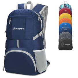 ZOMAKE 35L Lightweight Foldable Backpack - Packable Foldable Rucksack,Packable Backpcks Walking Rucksacks Travel Daypack Water Resistant For Men Women Outdoor Hiking(Navy Blue)
