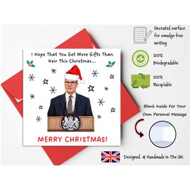 Printperfect Funny Christmas Cards - Keir Starmer Xmas Card, Political Christmas Card, Cards for Men, For Dad, For Mum, For Her, Labour, Tories, Prime Minister, UK Politics, Funny Xmas Cards 2024