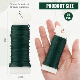 Ferraycle 24 Pack Green Floral Wire 38 Yards 22 Gauge Flexible Paddle Wire Florist Wire Christmas Wire Green Wire for Crafts, Christmas Wreaths Tree, Garland and Floral Flower Arrangements