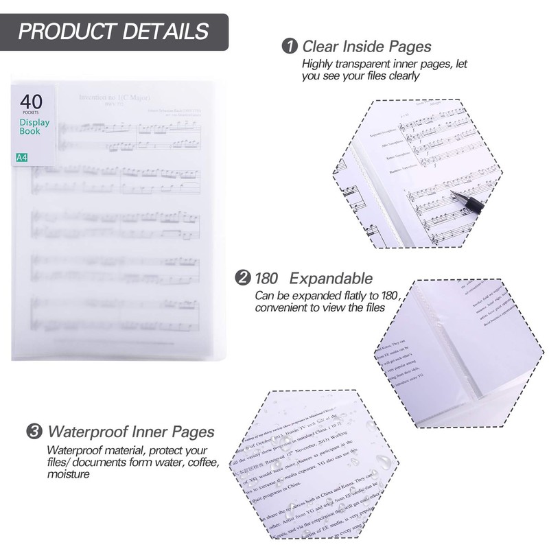 Phyxin 40 Pockets Plastic Presentation Book Portfolio Folder File Folder