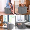 Fireproof Storage Stool 17x13x13 Inch Folding Leather Footstool with Lock
