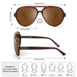 2020 VentiVenti 2 Pack Aviator Sunglasses For Men Polarized Lens Plastic Lightweight Double Bridge Frame UV Protection For Driving Matte Black Frame/Smoke Lens+Transculent Brown Frame/Brown Lens