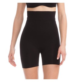 Farmacell Shape 602 (Black, XL) Women's high-Waisted Shaping Control mid-Thigh Shorts with Flat Tummy Effect