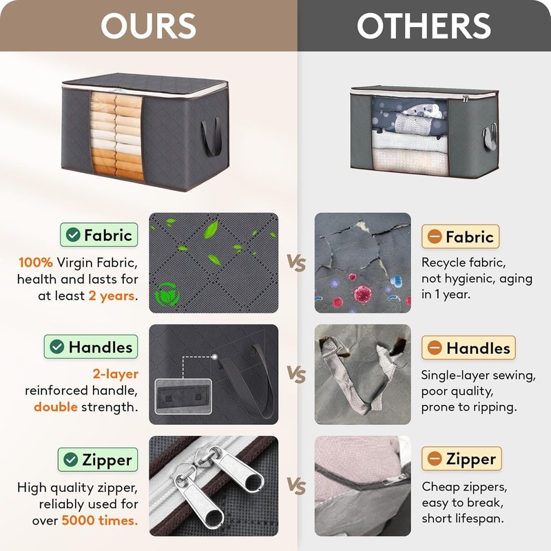 SsnDdm 2-Size Clothing Storage Boxes – 4/6/8-Pack folding clothing storage