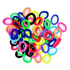 100 Pack Small & Soft Multicoloured Elastic Hair Bands, Hair Ponios, Elastic Hair Ties Ponytail Holders, Hair Bobbles for Children, Kids, Toddlers, Girls, Women