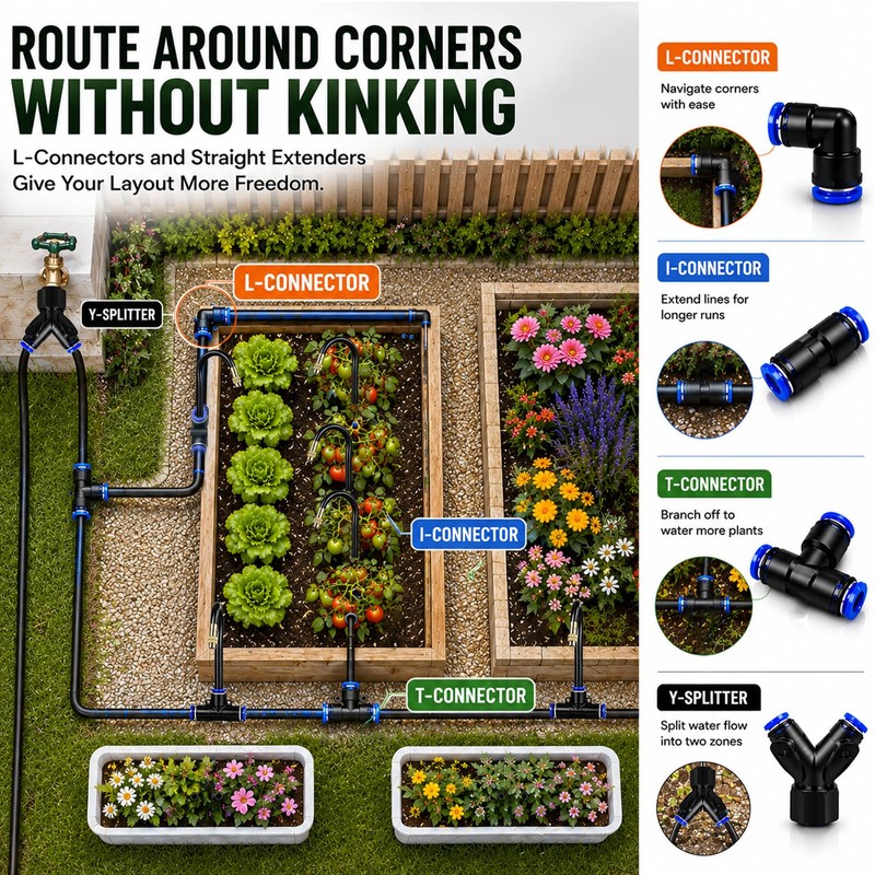 Apgooface 5/16" Drip Irrigation System 100 ft with 20-Pcs 360°