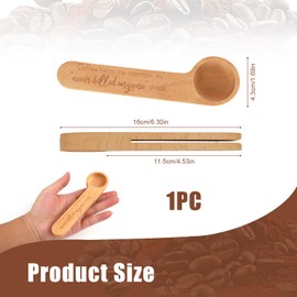 2 in 1 Wooden Coffee Scoop and Bag Clip - Solid Beech Wood Measuring Scoop (1 Tablespoon) for Ground Coffee, Coffee Beans, Tea, and Spices - Keep Your Coffee Fresh with The Urban Element