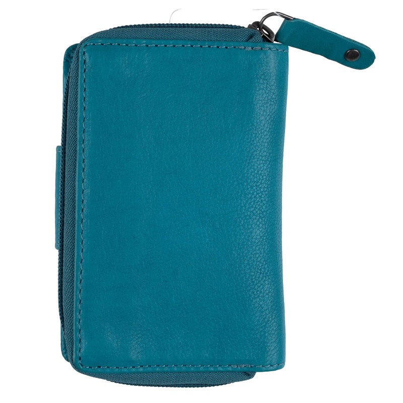 WATZMANN Cridola Genuine Leather Zip Wallet with RFID Protection, aqua,