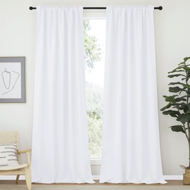 NICETOWN Living Room Curtain Panels - (White Color) W52 x L120, 2 PCs, Back Tab/Rod Pocket Semi Blackout Window Treatment Draperies for Patio Sliding Glass Door