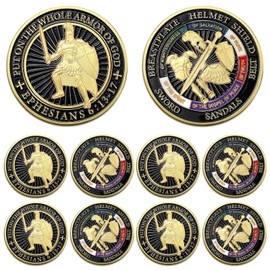 Nosiny 10 Pcs Put on The Whole Armor of God Coin Religious Prayer Coins for Christian Church School(Novel Style 2)