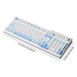AULA F3099 Wireless Keyboard, 99-key Layout Wireless Keyboard, Fashionable Color Matching Keyboard, Ergonomic Design Keyboard for Office & Gaming, Durable Keyboard, USB Rechargeable Keyboard:_Light blue + white + blue_Official standard