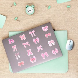 100 Pcs Baby Girl Stickers Cute Pink Sticker Aesthetic Water Bottle Waterproof Wall Cup Aesthetic Pink Bow for Women Envelopes Journal Laptops Phone Luggage Guitar