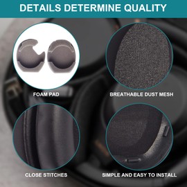 WH1000XM4 Memory Foam Earpads Ear Cushions Kit Compatible with Sony WH-1000XM4 Over-Ear Headphones (Black)