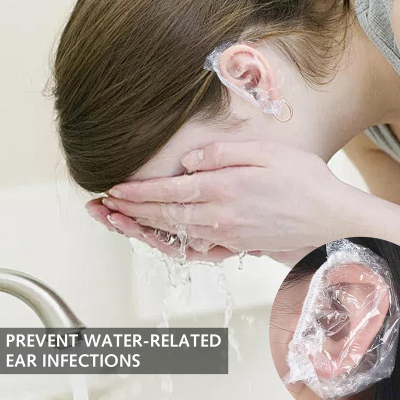 Disposable Ear Covers for Shower, 100 Pack Waterproof Ear Covers