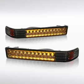 Autozensation Compatible with Chevy S10 Blazer GMC Sonoma 1998-2004, Smoke Lens Bumper Lights, L+R Pair Assembly
