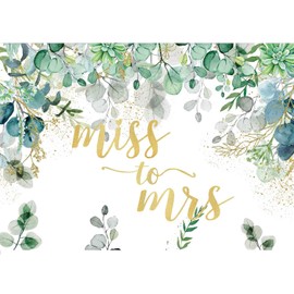 Sensfun Miss to Mrs Bridal Shower Backdrop Greenery Eucalyptus Leaves Floral Wedding Background Bride to Be Engagement Party Decorations Banner Photo Booth 7x5ft