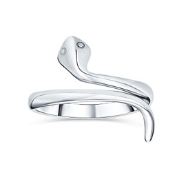 Unisex Boho Fashion Statement Vintage Style Garden Animal Pet Reptile Egyptian Wrap Coil Serpent Snake Ring Band For Men Women Oxidised .925 Sterling Silver Adjustable, Sterling Silver, No Gemstone