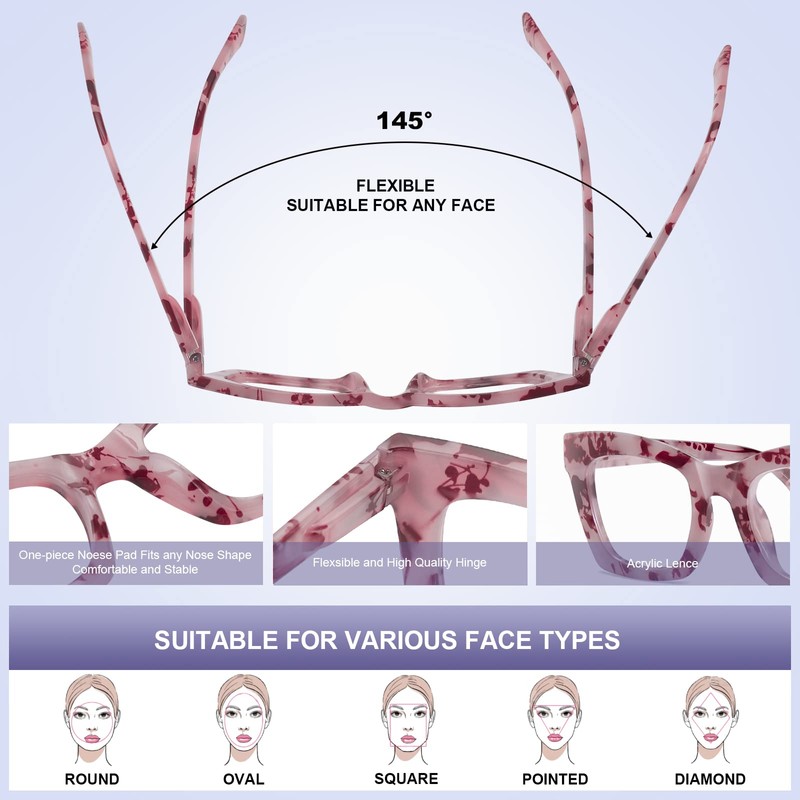 XXZQRYHN Oprah Style Reading Glasses for Women Men Blue Light