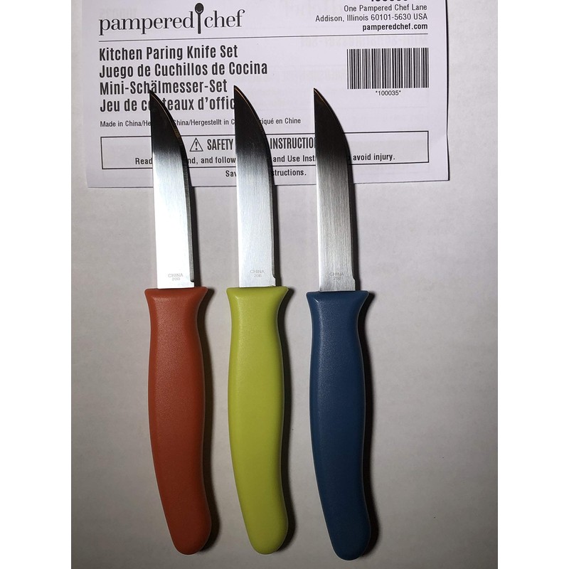 PAMPERED CHEF SET OF #3 KITCHEN PARING KNIFE SET. #